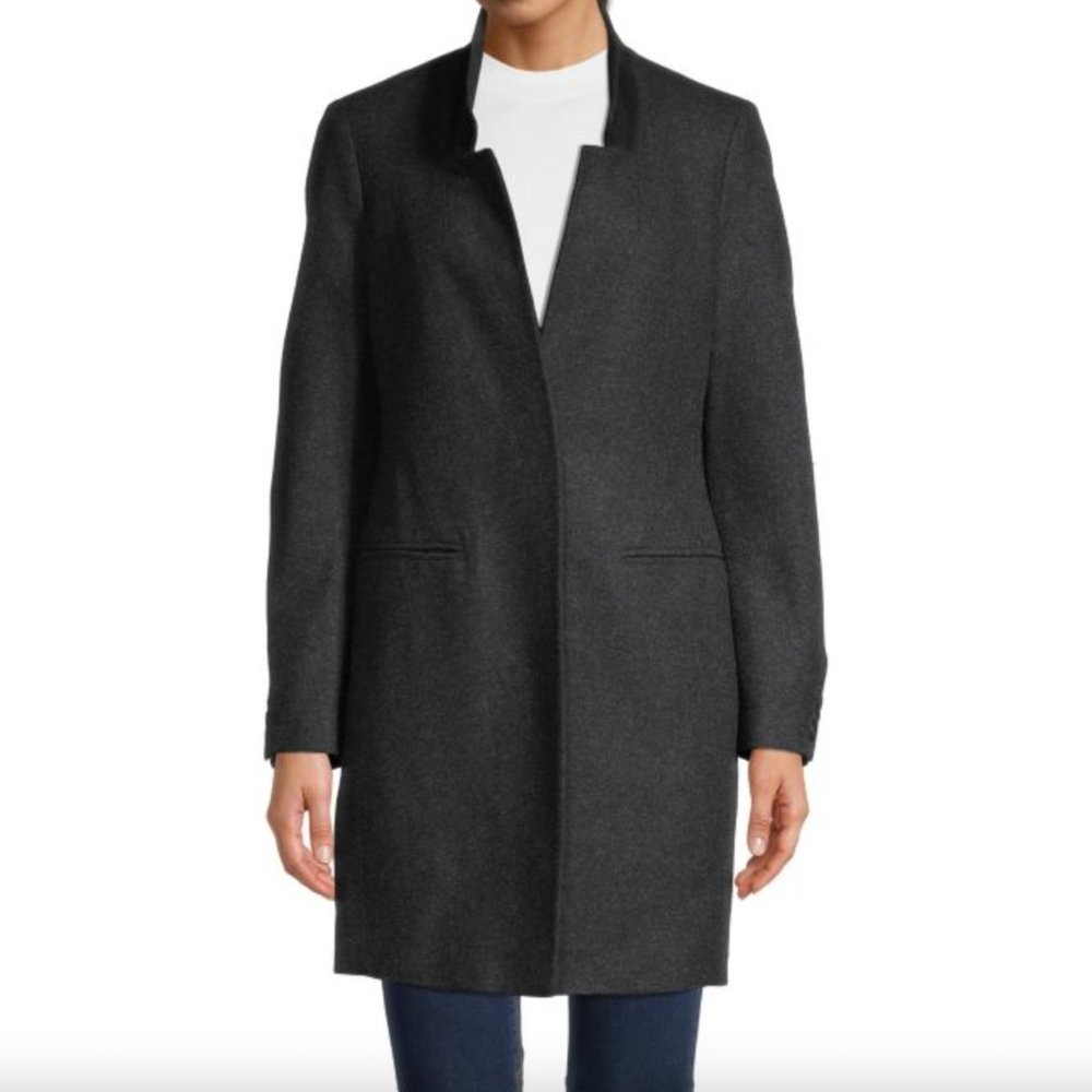 ALLSAINTS Lyla Wool-Blend Coat Charcoal Grey